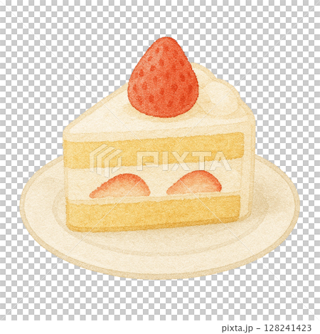 【ケーキ】いちごのショートケーキのイラスト 128241423