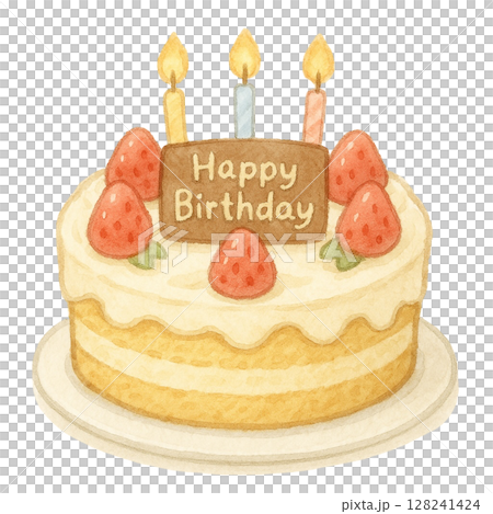 バースデーケーキのイラスト 128241424