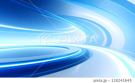 ブルーグラデーションの流線型デジタル背景 128241643