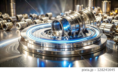 ベアリングとメタルリングの工業的ディスプレイ 128241645