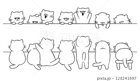猫(エキゾチックショートヘア)のボーダーセット/線画 128241697