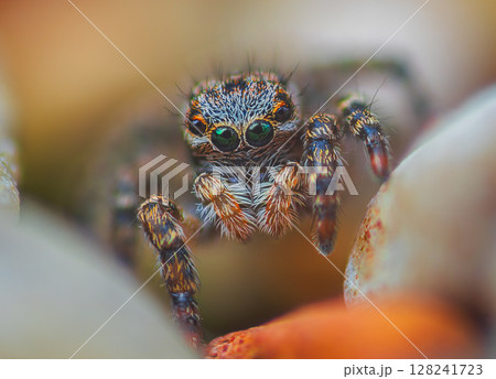 A Close-up picture of a Jumping Spider portrait Captured in Nature A Close-up picture of a Jumping Spider portrait Captured in Nature 128241723