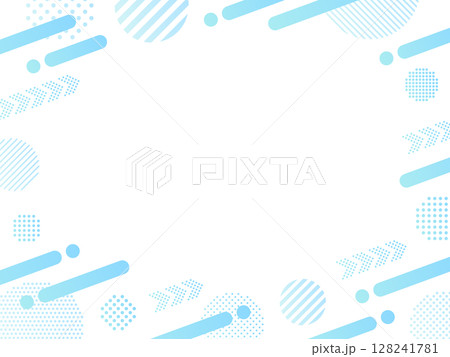 上昇する水色のラインと矢印と幾何学模様の円のフレーム 128241781