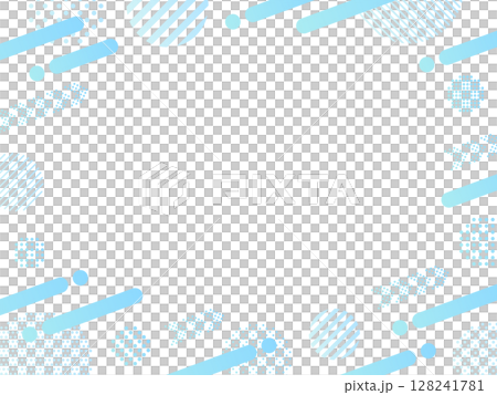 上昇する水色のラインと矢印と幾何学模様の円のフレーム 128241781