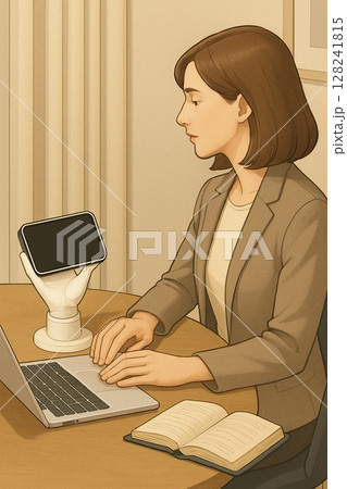 在宅ワークする女性 Generative AI 128241815