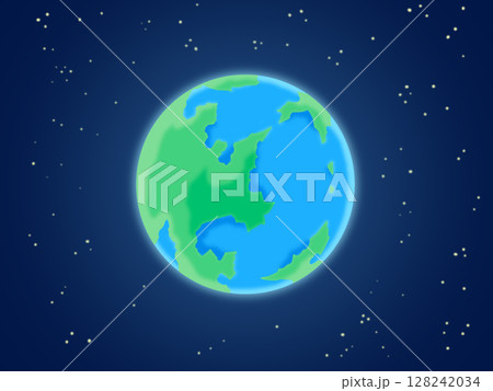 地球 シアンブルー シンプル模様 4:3／背景 128242034