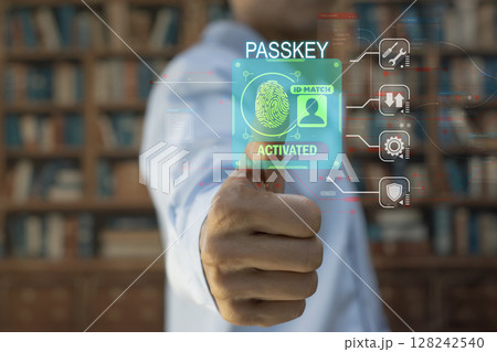 concept of using Passkey instead of a code set for maximum security Biometric Lock 128242540