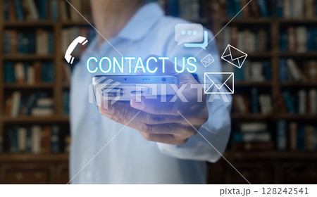 Contact us or our customer support hotline where people connect. and touch the contact icon on the virtual screen. 128242541