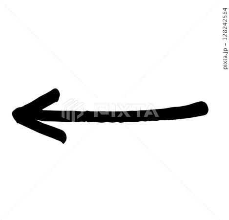 手描きの矢印のイラスト。方向を示すポインターに使える黒色のベクター。 128242584