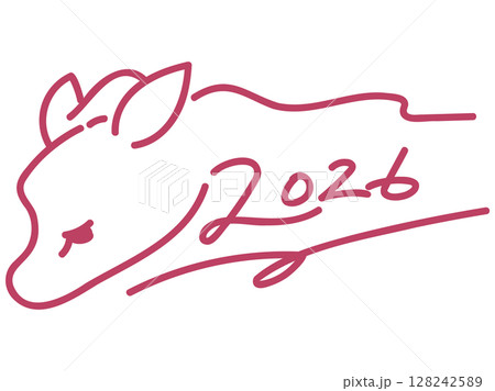 2026 手書き文字 馬モチーフ 2026 手書き文字 馬モチーフ 128242589