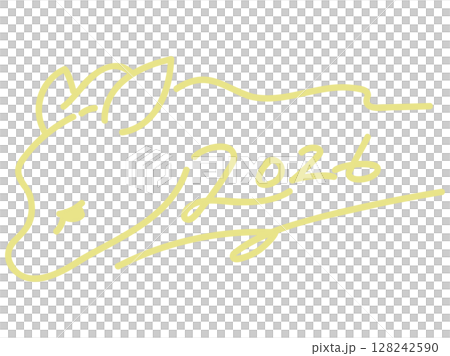 2026 手書き文字 馬モチーフ 128242590
