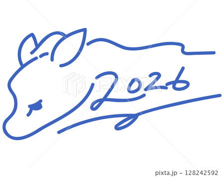 2026 手書き文字 馬モチーフ 2026 手書き文字 馬モチーフ 128242592