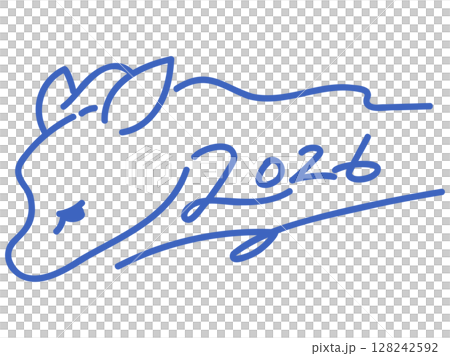 2026 手書き文字 馬モチーフ 2026 手書き文字 馬モチーフ 128242592