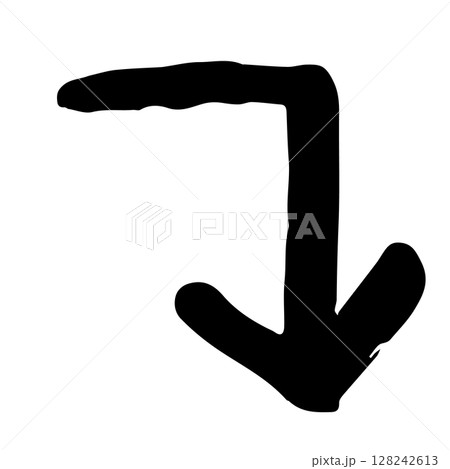 手描きの矢印のイラスト。方向を示すポインターに使える黒色のベクター。 128242613
