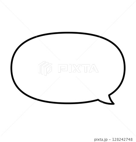シンプルな吹き出しのイラスト　横長　楕円形 128242748