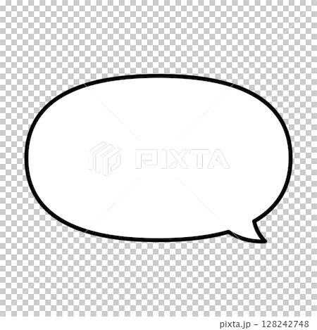 シンプルな吹き出しのイラスト　横長　楕円形 128242748