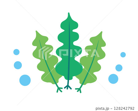 ワカメ　海　海藻　イラスト 128242792