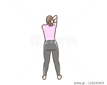 ダンベル体操をする女性のイラスト ダンベル体操をする女性のイラスト 128242925