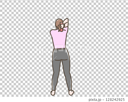 ダンベル体操をする女性のイラスト ダンベル体操をする女性のイラスト 128242925