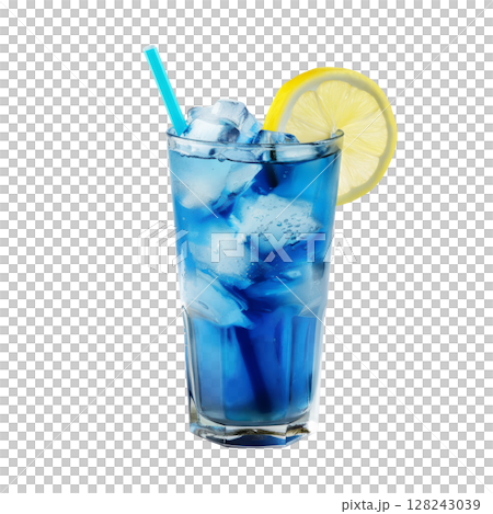 The Blue Lagoon is a vibrant, icy cocktail 128243039