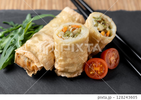 Crispy vegetables spring Rolls Crispy vegetables spring Rolls 128243605
