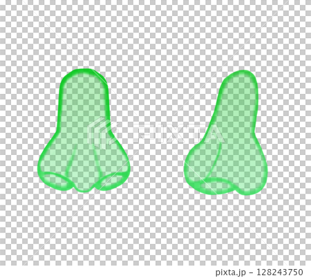鼻_水彩(緑) 128243750