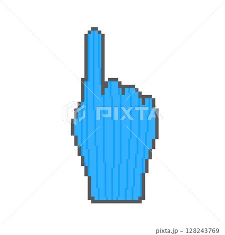 指差しグローブ_ドット絵(青) 128243769