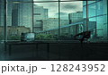 Visualization of data security on a laptop against a modern office backdrop 128243952