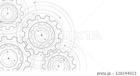Technical drawing of gears .Engineering technology. Vector illustration. Technical drawing of gears .Engineering technology. Vector illustration. 128244013