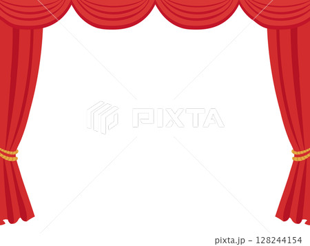 催し物で使われそうな赤い舞台幕のイラスト 128244154