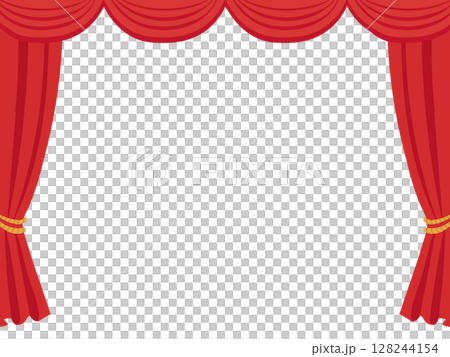 催し物で使われそうな赤い舞台幕のイラスト 128244154