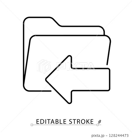 A backup folder icon in minimalist style with editable stroke. Data archive, file recovery, restore process, system protection, information management, digital storage, outline vector illustration. A backup folder icon in minimalist style with editable stroke. Data archive, file recovery, restore process, system protection, information management, digital storage, outline vector illustration. 128244473