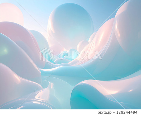 半透明のスライムの波から浮き上がる球体_2のイラスト素材 [128244494] - PIXTA