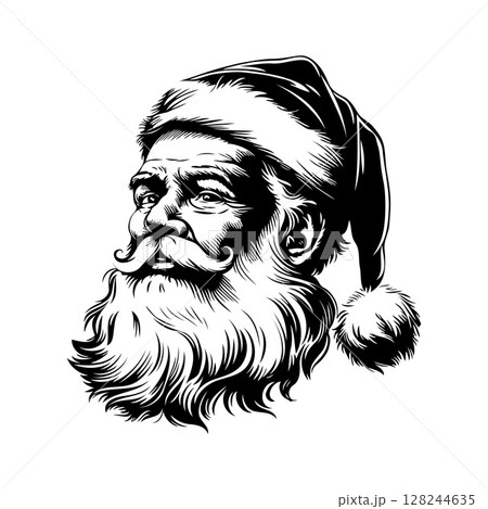 Classic Santa Claus illustration with detailed features and hat. Vector illustration 128244635