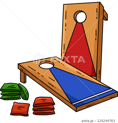 Cornhole Board and Bags Cartoon Colored Clipart Cornhole Board and Bags Cartoon Colored Clipart 128244763