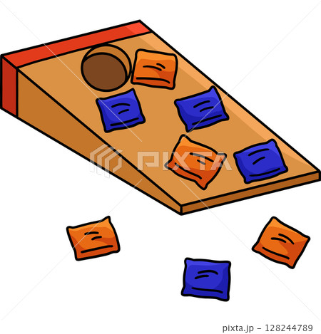Cornhole Board and Bags Cartoon Colored Clipart Cornhole Board and Bags Cartoon Colored Clipart 128244789