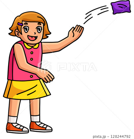 Cornhole Girl Throwing Bag Cartoon Colored Clipart Cornhole Girl Throwing Bag Cartoon Colored Clipart 128244792