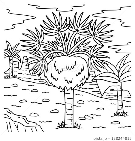 Desert Fan Palm Tree Coloring Page for Kids Desert Fan Palm Tree Coloring Page for Kids 128244813