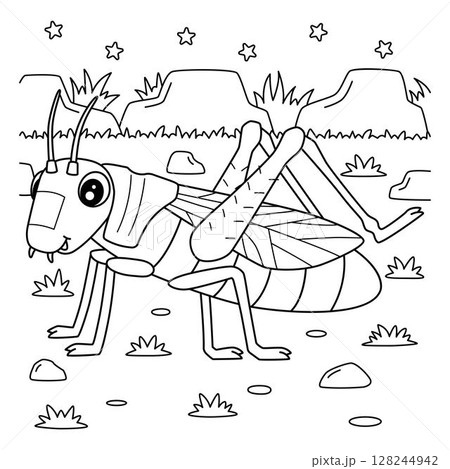 Insect Grasshopper Animal Coloring Page for Kids  128244942
