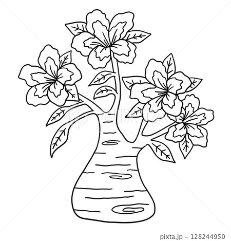 Desert Rose Flower Isolated Coloring Page for Kids 128244950