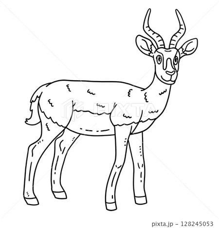 Gazelle Animal Isolated Coloring Page for Kids 128245053