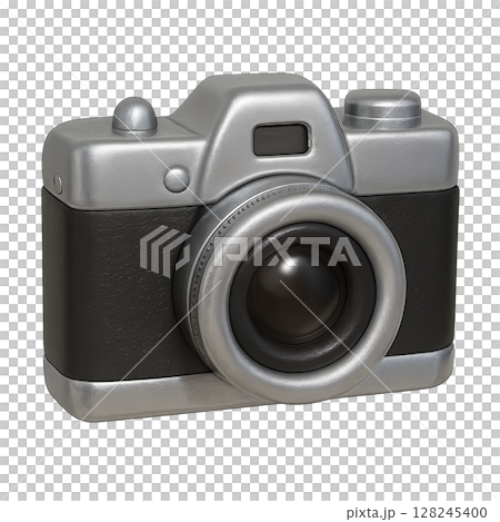 Retro camera isolated on a transparent background, ideal for design projects 128245400