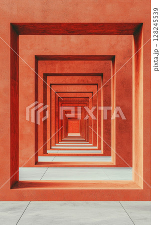 A striking series of red geometric frames...のイラスト素材 [128245539] - PIXTA
