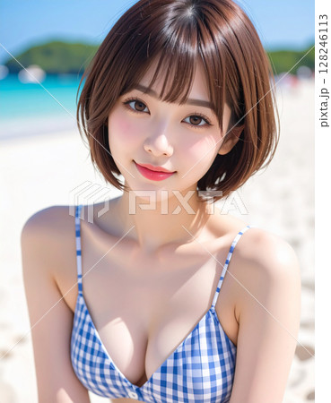 ビキニ水着を着た若い女性 ビキニ水着を着た若い女性 128246113