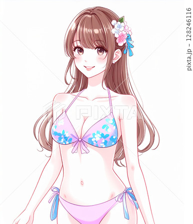 ビキニ水着を着た若い女性のイラスト素材 [128246116] - PIXTA