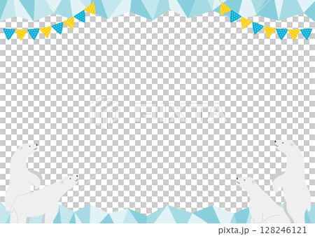 四隻北極熊和冰綠的水平框架插圖 四隻北極熊和冰綠的水平框架插圖 128246121