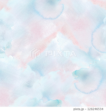 A delicate seamless pattern of hand-painted watercolor spots. Seamless background template for packaging, wallpaper, scrapbooking, wrapping paper. 128246534
