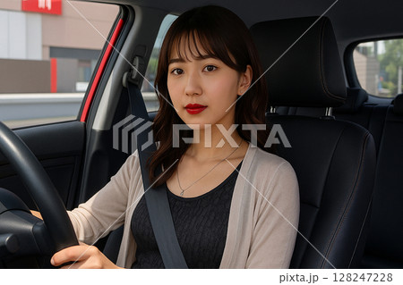 愛車でドライブする女性 128247228