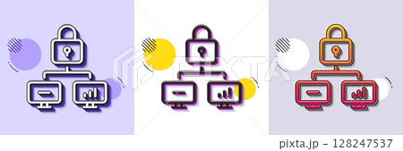 Lock line icon. Halftone dotted pattern. Gradient icon with grain shadow. Network protection sign. Security padlock symbol. Line lock icon. Various designs. Vector Lock line icon. Halftone dotted pattern. Gradient icon with grain shadow. Network protection sign. Security padlock symbol. Line lock icon. Various designs. Vector 128247537