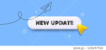 New update search bar. Share plane line icon. New update. New arrival sign. Advertising offer symbol. Search button with 3d cursor. Vector 128247582